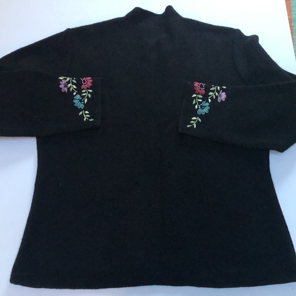 Appleseeds 100% Wool Embroidered Ribbon Zipper Sweater Jacket Size Large NWT - Picture 8 of 8